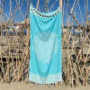 Turkos hamamhandduk Boho med invävt mönster 200x95 cm