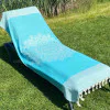 Turkos hamamhandduk Boho med invävt mönster 200x95 cm