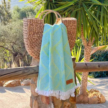 Hamamhandduk Botanic turkos-gul 180x95 cm